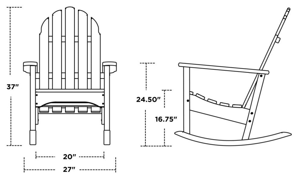 Polywood Classic Adirondack Rocking Chair, Pacific Blue