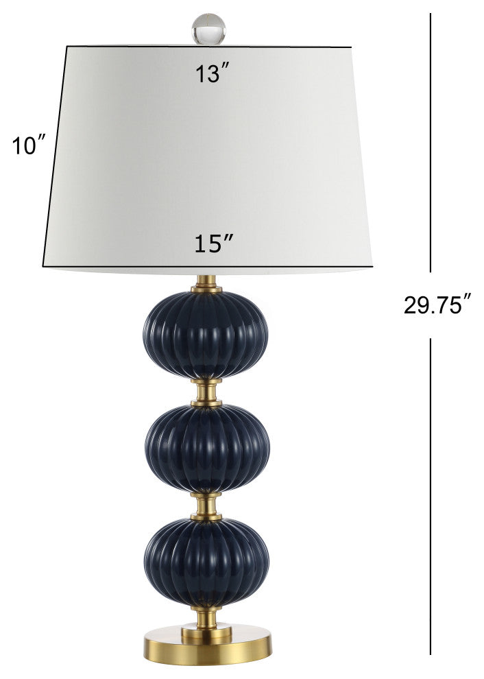 Carter 29.7" Glass LED Table Lamp, Navy