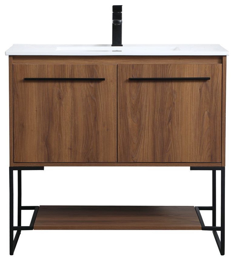 Elegant VF42036WB 36"Single Bathroom Vanity, Walnut Brown