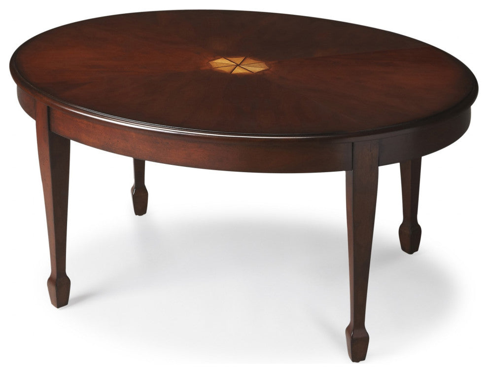 38" Dark Brown And Brown Oval Coffee Table