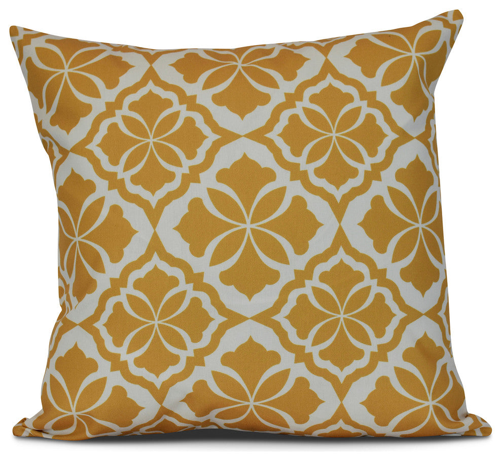Ceylon, Geometric Print Pillow, Gold, 18"x18"