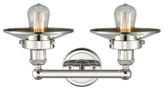 Railroad 2-Light 17" Bath Vanity Light, Polished Nickel Shade