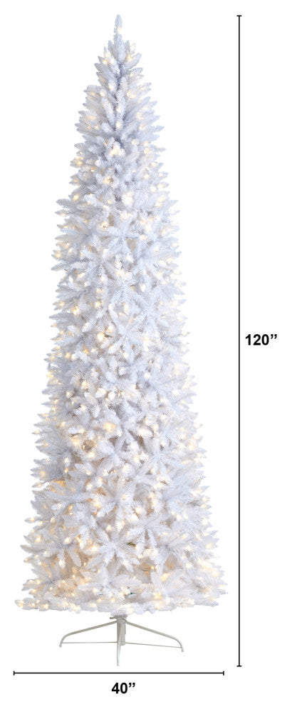 T3364 10 Slim White Artificial Christmas Tree With 800 Warm White LED Lights