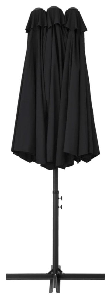Vidaxl Outdoor Parasol With Aluminum Pole 181.1"x106.3" Black