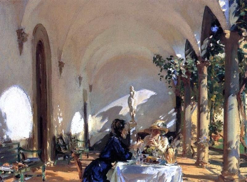 John Singer Sargent Breakfast in the Loggia, 21"x28" Gallery Wrapped Canvas