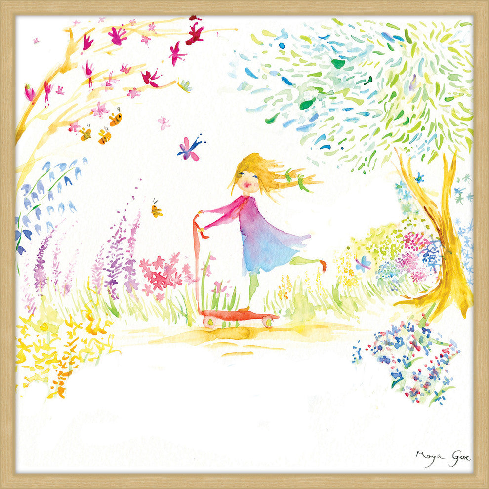 Marmont Hill, "Girl at the Park" by Maya Gur Framed Painting Print, 12x12