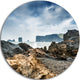 Storm In Rocky Coast Of Atlantic, Landscape Round Metal Wall Art, 23"