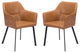 Set of Two Vintage Look Faux Leather Terra Cotta Brown Armchairs