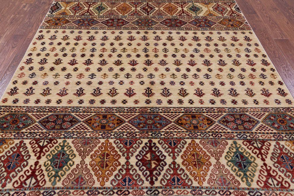 6' 5" X 10' 0" Persian Tribal Gabbeh Hand Knotted Wool Rug Q10737