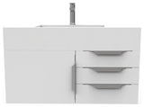 CastelloUSA Nile 36" Wall Mounted Vanity Set, White, White Top, Brushed Nickel