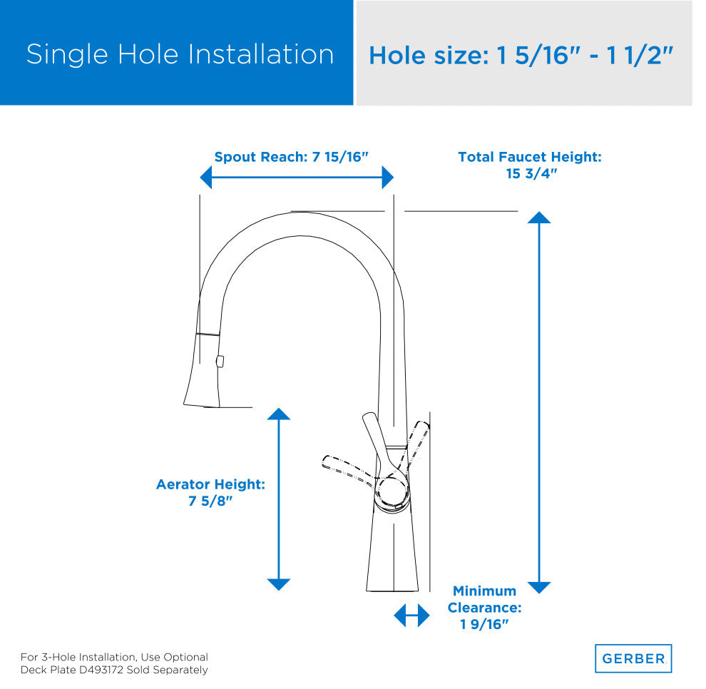 Antioch Single Handle Pull-Down Kitchen Faucet w/ Snapback, Stainless Steel