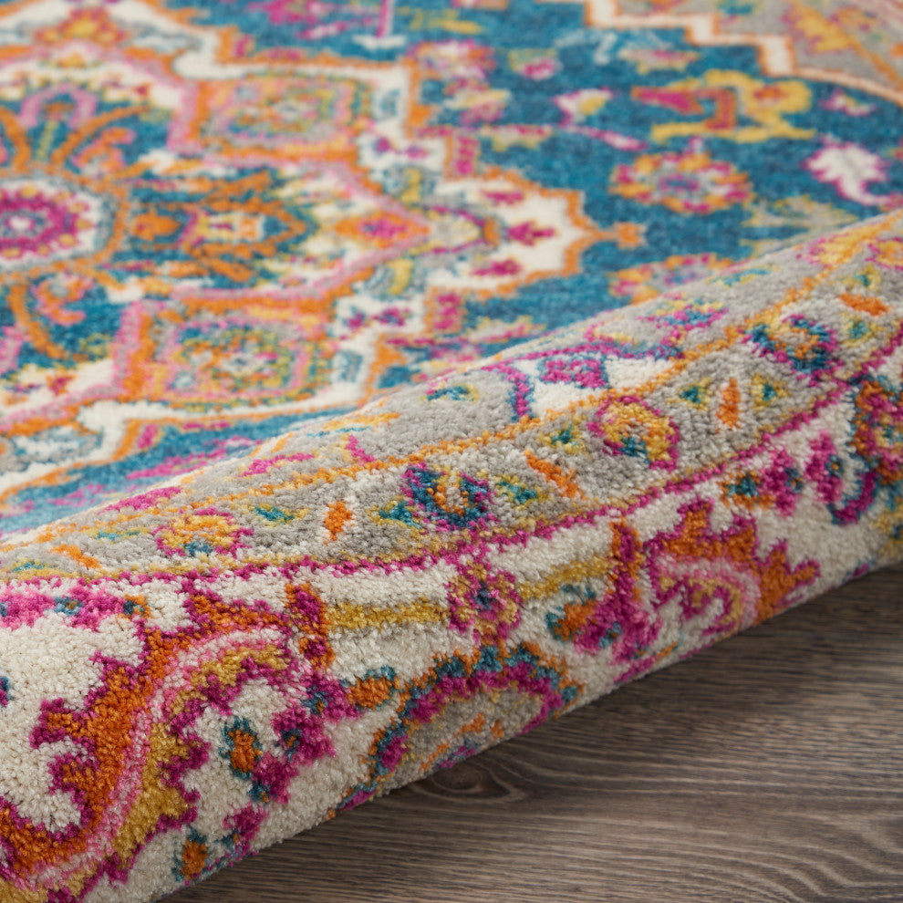 Nourison Passion 8' x Round Teal Multicolor Bohemian Indoor Area Rug