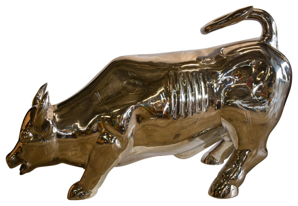 Large Wall Street Bull Made of Stainless Steel 60" x 30" x 37"H