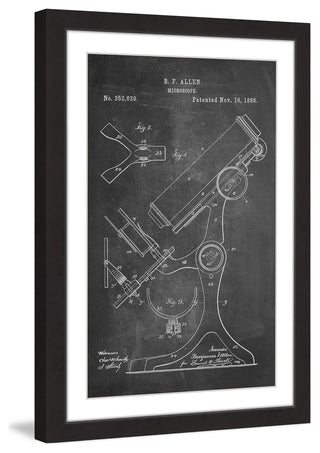 "Microscope 1886 Chalk" Framed Painting Print