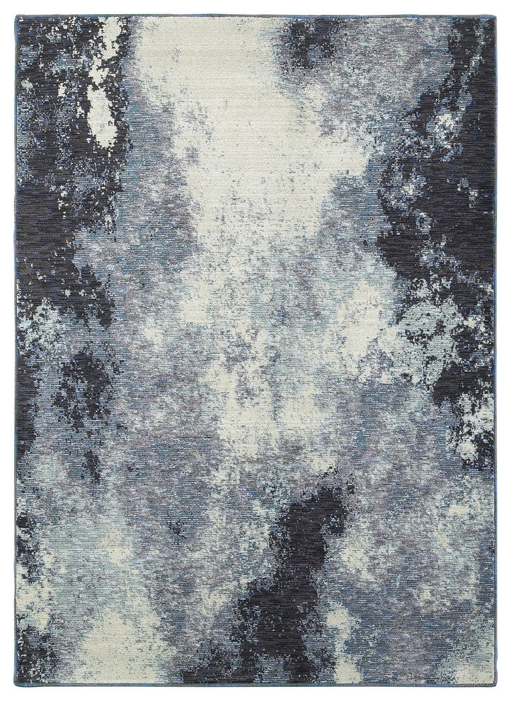 Oriental Weavers Evolution Navy/ Ivory Abstract Indoor Area Rug 6'7"X9'6"
