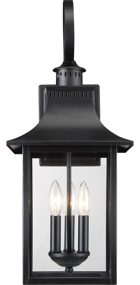 Quoizel CCR8410K Three Light Outdoor Wall Lantern, Mystic Black Finish