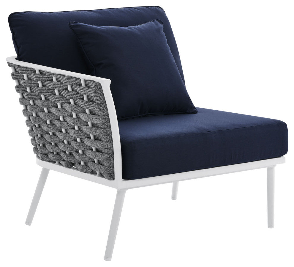 Outdoor Patio Aluminum Outdoor Patio Aluminum Small Sectional Sofa, White Navy