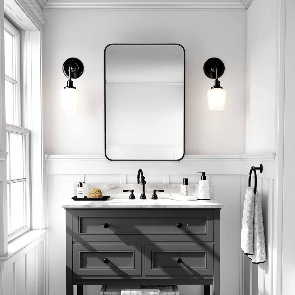 30 inch Rectangular Framed Wall Mounted Bathroom Vanity Mirror