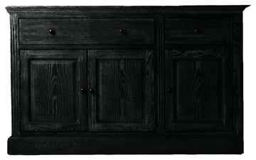 60" Traditional Oak Sideboard Buffet, Black
