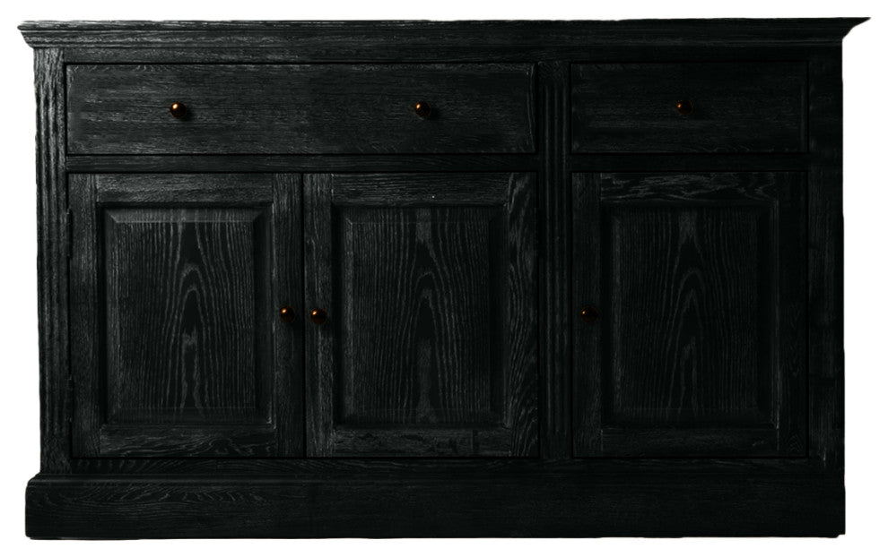 60" Traditional Oak Sideboard Buffet, Black
