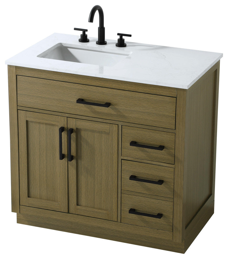 Home Living 36" Single Bathroom Vanity, Chestnut Brown