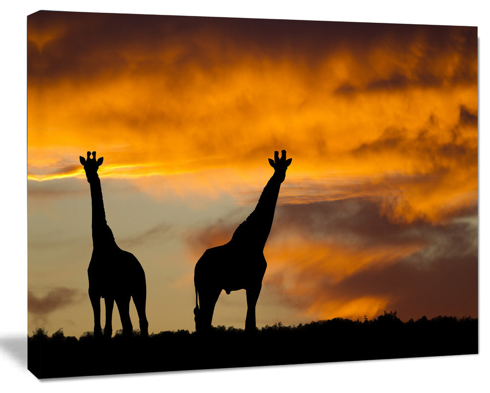 African Wildlife Silhouette, African Canvas Art Print, 40"x30"