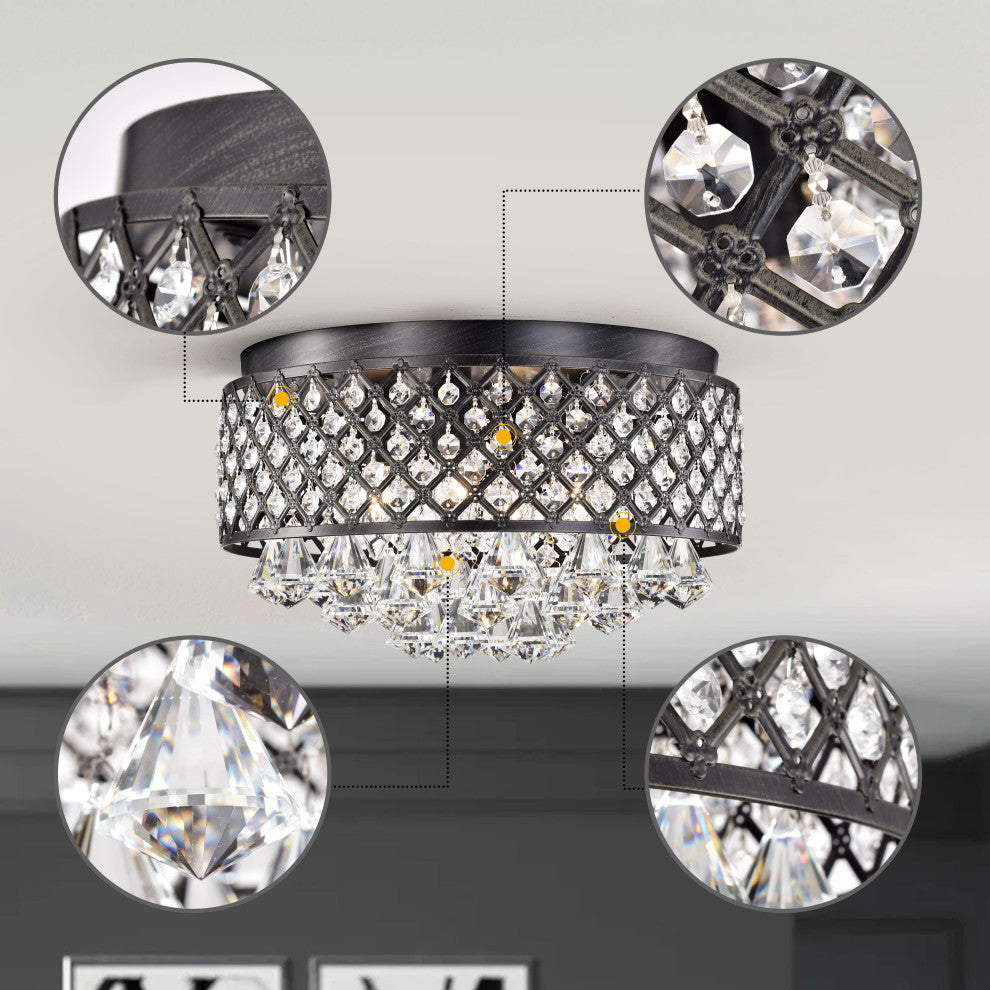Chloe 4-light Antique Black Flush Mount Chandelier