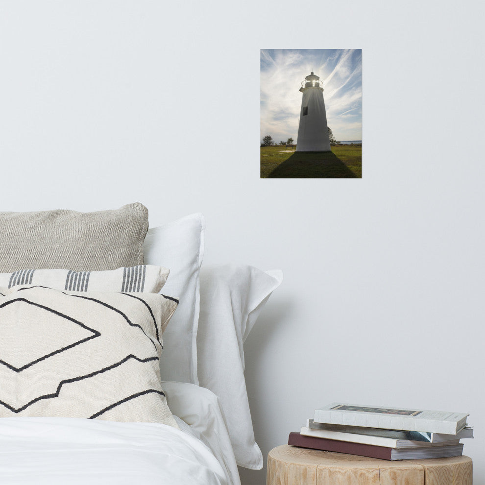 Turkey Point Lighthouse with Sun Flare Unframed Wall Art Prints, 11" X 14"