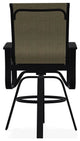 Belle Isle Sling Bar Height Outdoor Swivel Armchair, Elevation Stone/Black