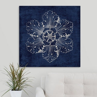 "Rosette V Indigo" Wrapped Canvas Art Print, 30"x30"x1.5"