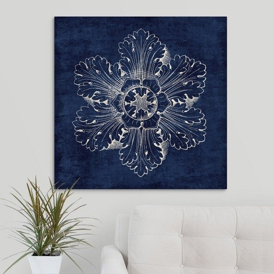 "Rosette V Indigo" Wrapped Canvas Art Print, 30"x30"x1.5"