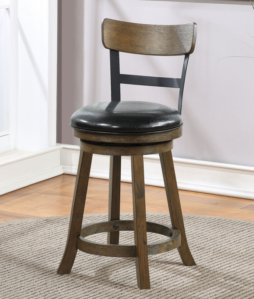 Riverside Walnut High Back Wood and Metal Bar Stool, 36.5 in.