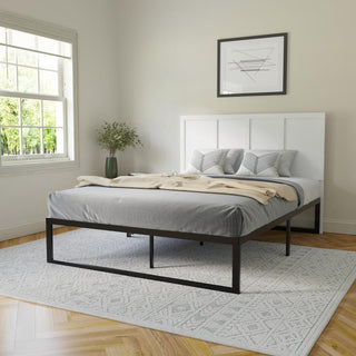 Oliver Paneled Wooden Adjustable Headboard for Metal Bed Frames, White, Queen