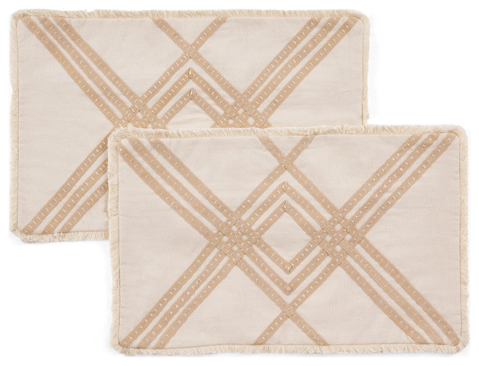 Gaston Boho Handcrafted Fabric Pillow Cover, Set of 2
