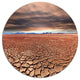 Drought Land Under Cloudy Sky, African Landscape Round Artwork, 23"
