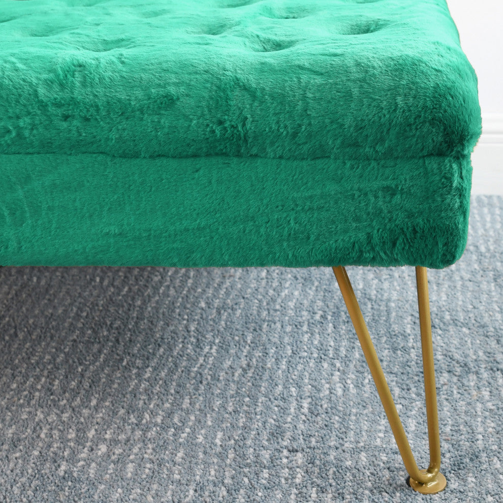 Rabbit Faux Fur Tufted Coffee Table, Arcadia, 33"x33"x18"