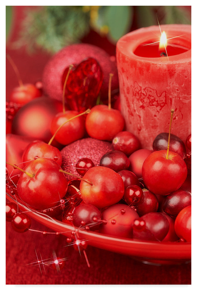 Cora Niele 'Red Candle And Baubles' Canvas Art, 22"x32"