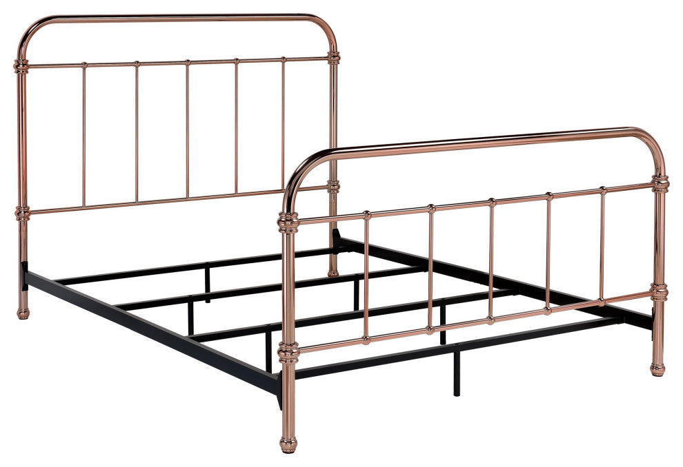 Furniture of America Gracie Contemporary Metal King Bed in Rose Gold