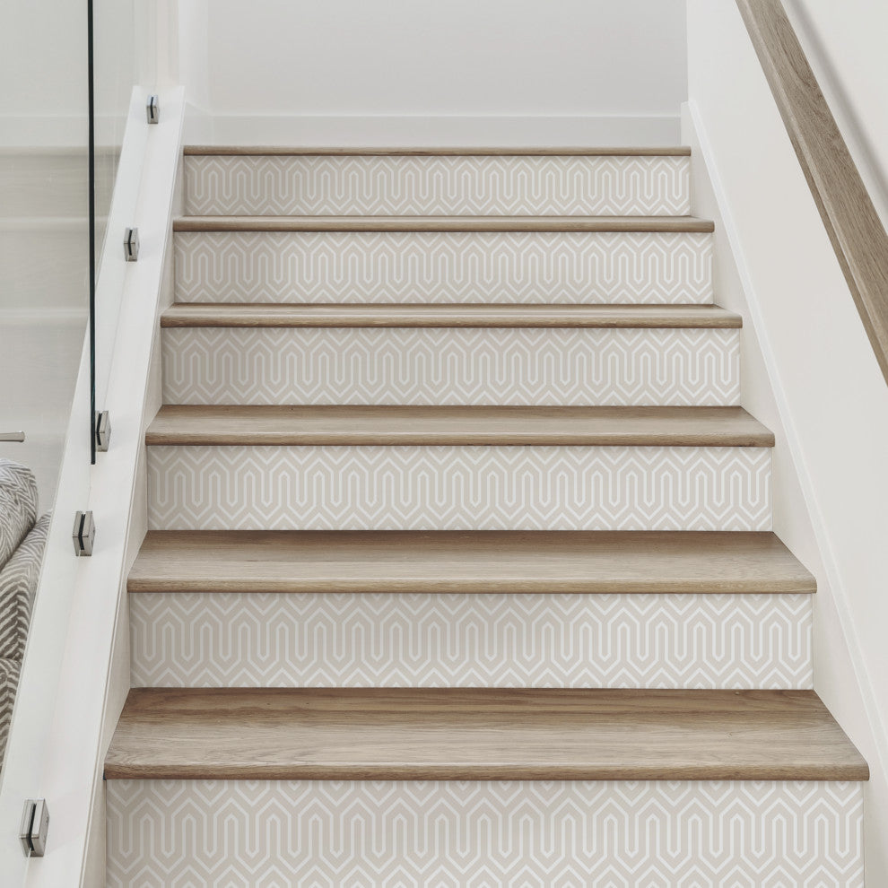 Wavelength Peel and Stick Stair Riser Strips, Beige, 48"w X 6"h, 6 Pack