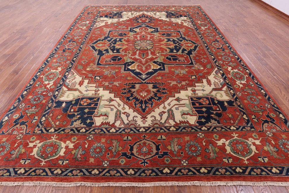 Heriz Serapi Handmade Wool Rug 9' 11" X 13' 11" - Q16006