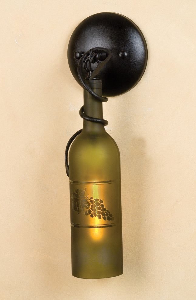 5W Tuscan Vineyard Etched Grapes Wine Bottle Hanging Wall Sconce