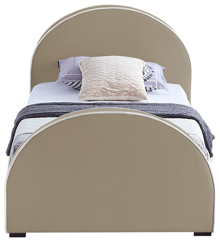 Brody Velvet Upholstered Bed, Beige, Twin