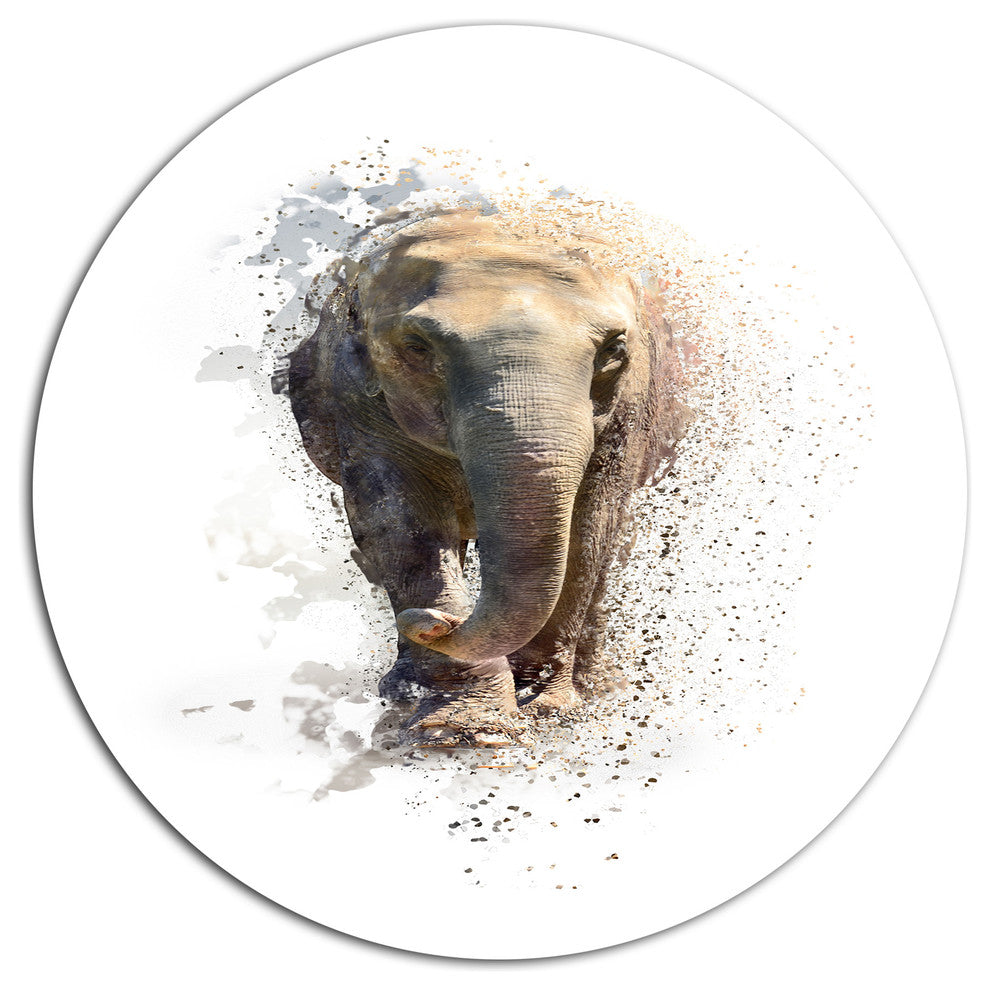 Elephant Portrait, Animal Round Wall Art, 11"