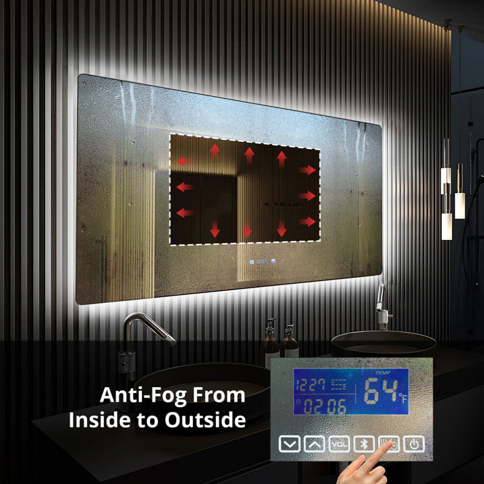 Lugano LED Mirror, Defogger, 60 Inch