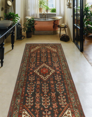 Fine Vintage Distressed Talha Charcoal/Red Runner, 3'8 x 9'4