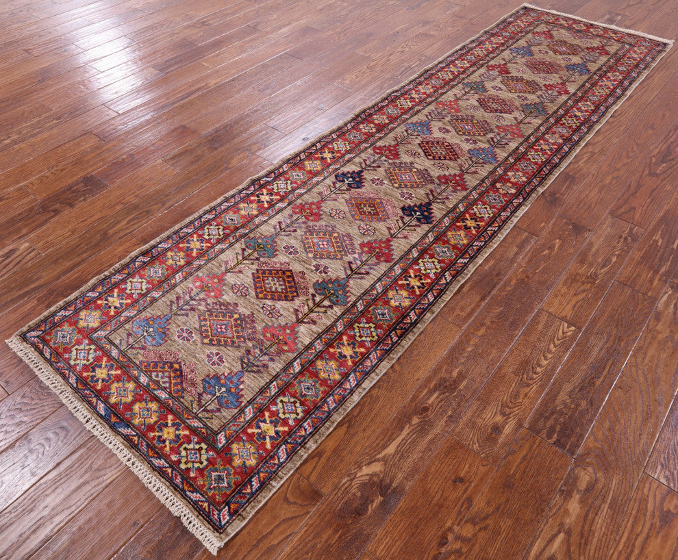 Super Kazak Hand Knotted Runner Wool Rug 2' 8" X 9' 10" Q7707