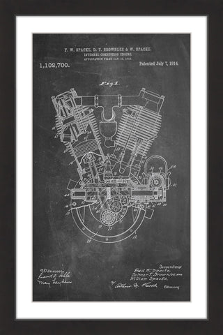 "Engine 1914 Chalk" Framed Painting Print