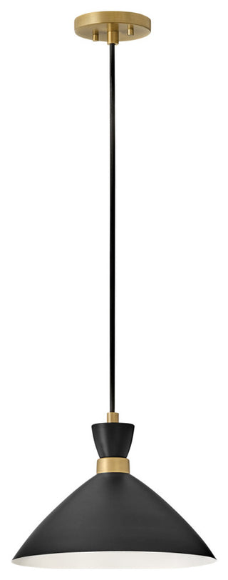Lark Simon 13" Single Light Convertible Pendant, Black + Heritage Brass
