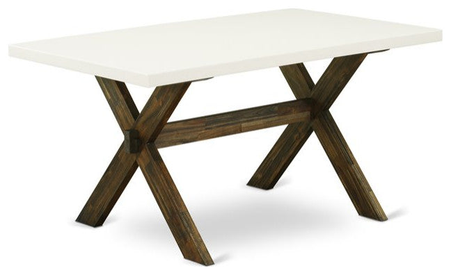 5-Piece Dinette Set, 4 Chairs-Table Top-Linen White and Jacobean