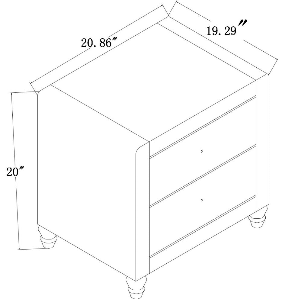 Brown Upholstered 2 Drawer Nightstand